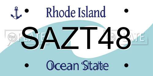 SAZT48 Rhode Island License Plate