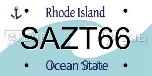 SAZT66 Rhode Island License Plate