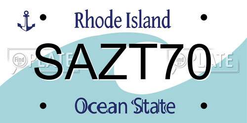 SAZT70 Rhode Island License Plate