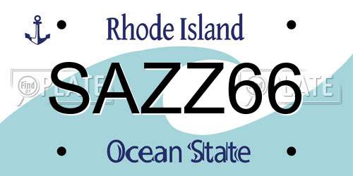 SAZZ66 Rhode Island License Plate