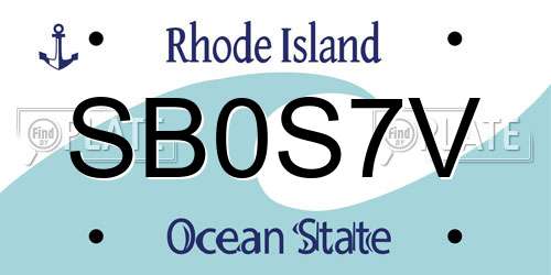 SB0S7V Rhode Island License Plate