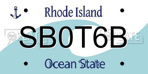SB0T6B Rhode Island License Plate