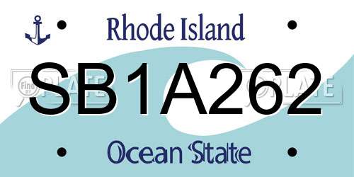 SB1A262 Rhode Island License Plate