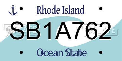 SB1A762 Rhode Island License Plate