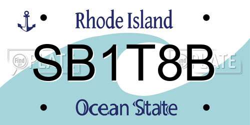 SB1T8B Rhode Island License Plate