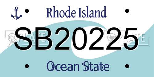 SB20225 Rhode Island License Plate