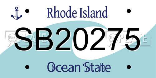 SB20275 Rhode Island License Plate
