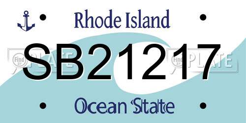 SB21217 Rhode Island License Plate