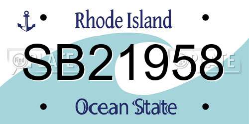 SB21958 Rhode Island License Plate