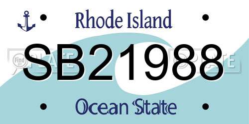 SB21988 Rhode Island License Plate