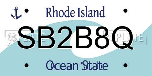 SB2B8Q Rhode Island License Plate