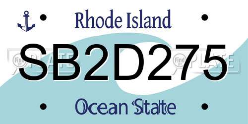 SB2D275 Rhode Island License Plate