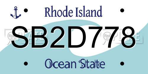 SB2D778 Rhode Island License Plate