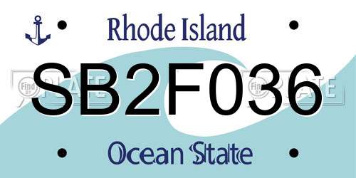 SB2F036 Rhode Island License Plate