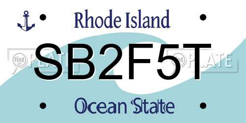 SB2F5T Rhode Island License Plate