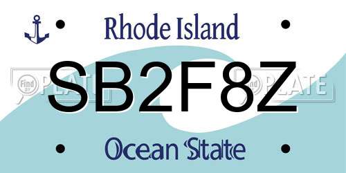 SB2F8Z Rhode Island License Plate
