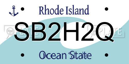SB2H2Q Rhode Island License Plate