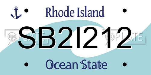 SB2I212 Rhode Island License Plate