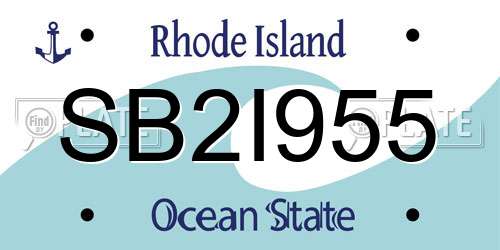 SB2I955 Rhode Island License Plate