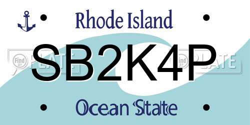SB2K4P Rhode Island License Plate