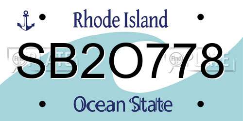 SB2O778 Rhode Island License Plate