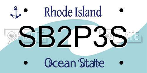 SB2P3S Rhode Island License Plate