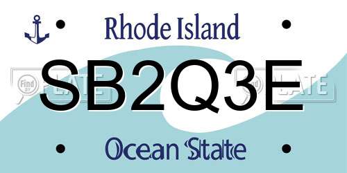SB2Q3E Rhode Island License Plate