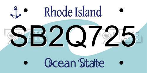 SB2Q725 Rhode Island License Plate