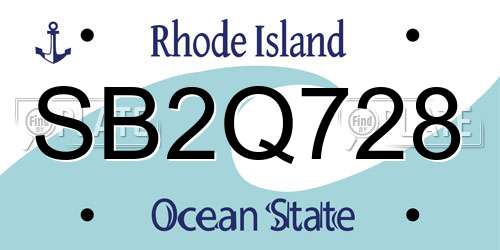SB2Q728 Rhode Island License Plate