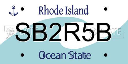 SB2R5B Rhode Island License Plate