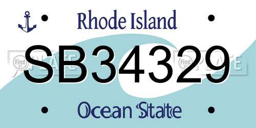 SB34329 Rhode Island License Plate