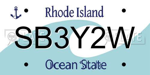 SB3Y2W Rhode Island License Plate