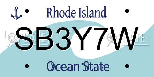 SB3Y7W Rhode Island License Plate