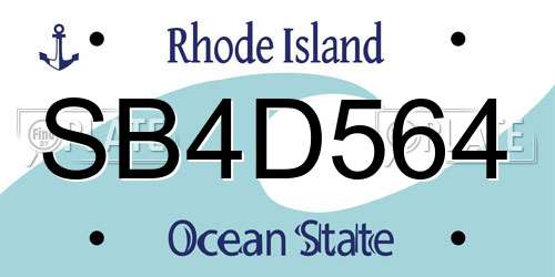 SB4D564 Rhode Island License Plate