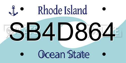 SB4D864 Rhode Island License Plate
