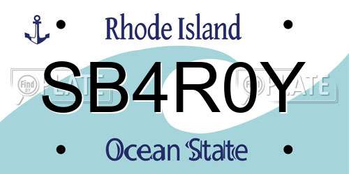 SB4R0Y Rhode Island License Plate
