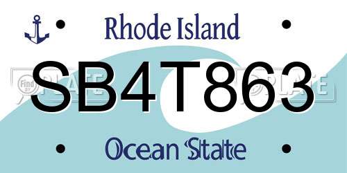SB4T863 Rhode Island License Plate