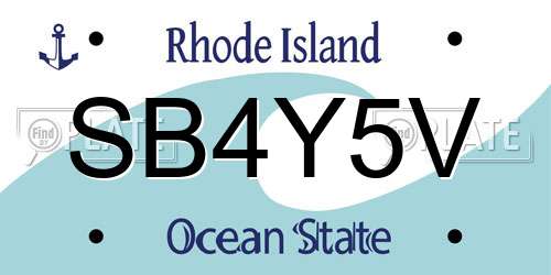 SB4Y5V Rhode Island License Plate