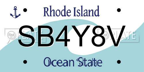 SB4Y8V Rhode Island License Plate