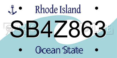 SB4Z863 Rhode Island License Plate