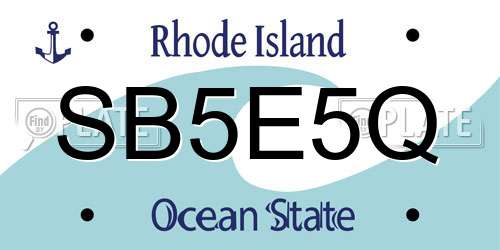 SB5E5Q Rhode Island License Plate