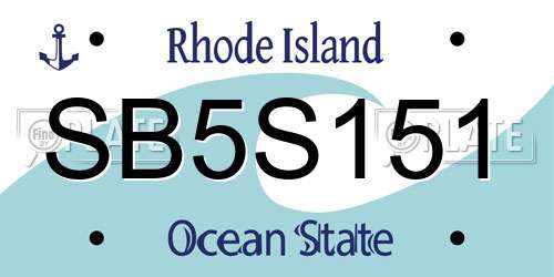 SB5S151 Rhode Island License Plate
