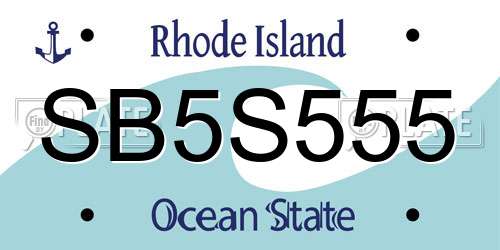 SB5S555 Rhode Island License Plate