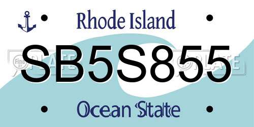 SB5S855 Rhode Island License Plate