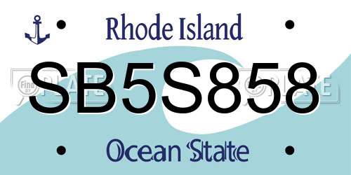 SB5S858 Rhode Island License Plate