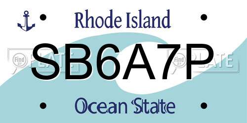 SB6A7P Rhode Island License Plate