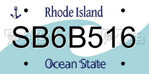 SB6B516 Rhode Island License Plate