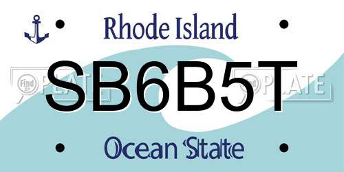 SB6B5T Rhode Island License Plate