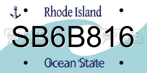 SB6B816 Rhode Island License Plate