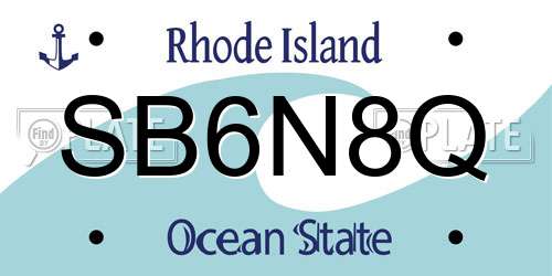 SB6N8Q Rhode Island License Plate